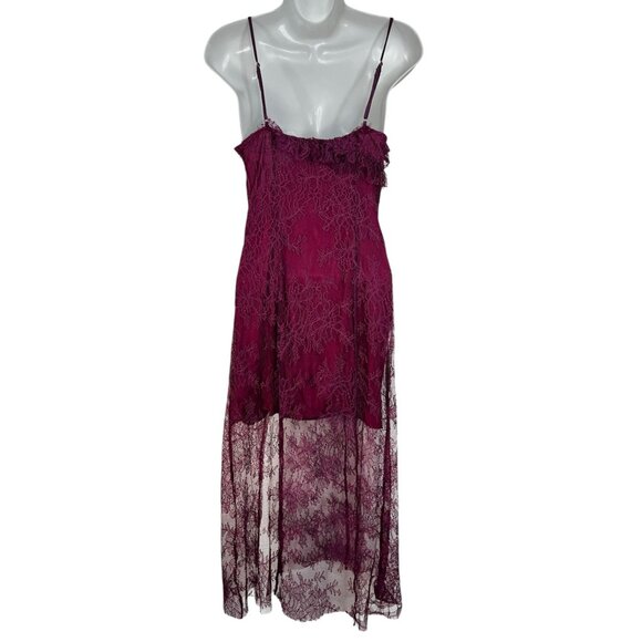 Urban Outfitters UO Real Love Lace Midi Slip Dress In Plum Maroon Medium - Picture 12 of 16